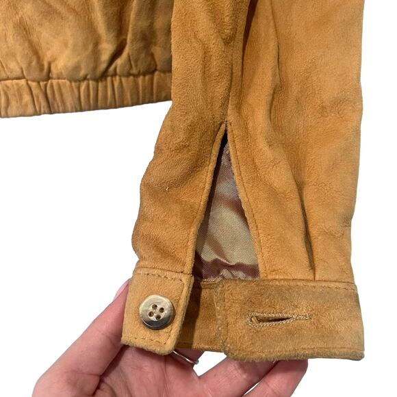 Vintage Tannery West Tan Suede Leather Jacket Zip Pocket size 4 / S *GOOD* - Picture 10 of 16